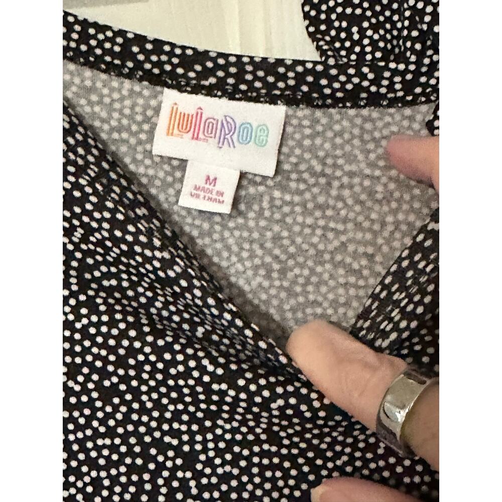Lularoe Polka Dot Printed Tie Waist T-Shirt Shift Dress Black Women's Size M - Picture 4 of 7